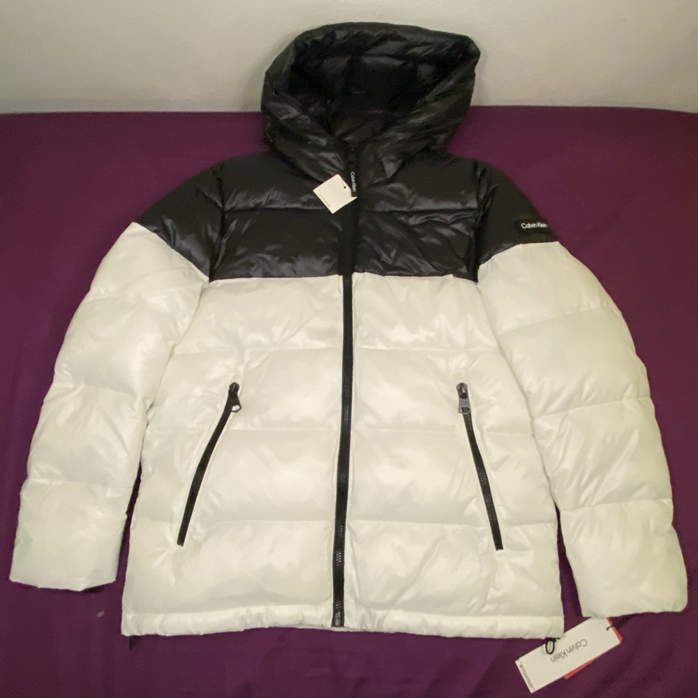 Calvin Klein Sorona Aura Black And White Puffer Coat